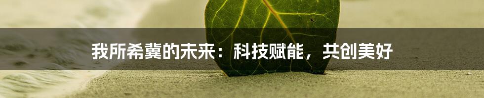 我所希冀的未来:科技赋能,共创美好