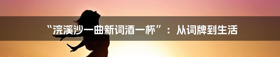 “浣溪沙一曲新词酒一杯”：从词牌到生活