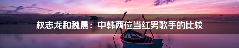权志龙和魏晨:中韩两位当红男歌手的比较