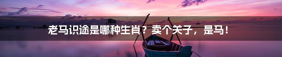老马识途是哪种生肖?卖个关子,是马!