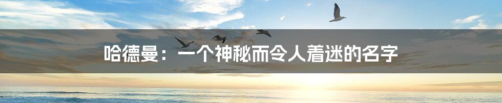 哈德曼：一个神秘而令人着迷的名字