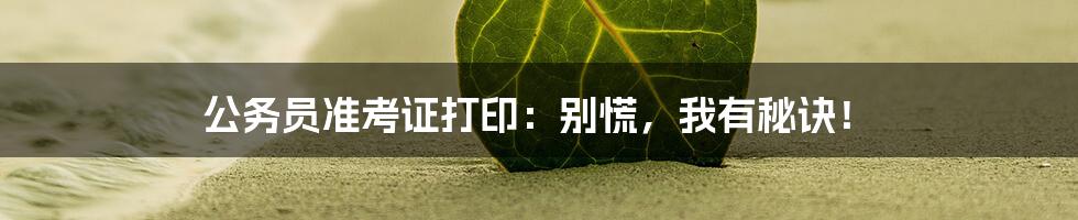公务员准考证打印:别慌,我有秘诀!