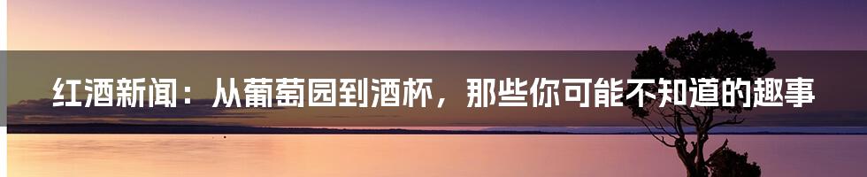 红酒新闻:从葡萄园到酒杯,那些你可能不知道的趣事