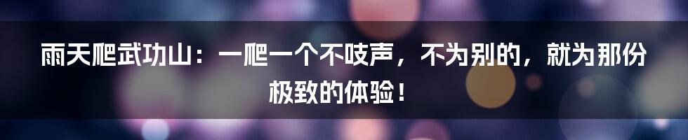 雨天爬武功山:一爬一个不吱声,不为别的,就为那份极致的体验!