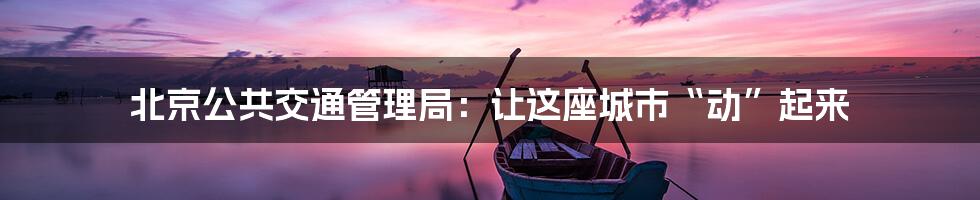 北京公共交通管理局:让这座城市“动”起来