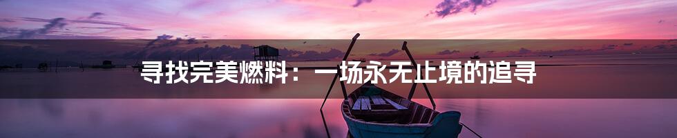 寻找完美燃料：一场永无止境的追寻