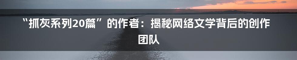 “抓灰系列20篇”的作者:揭秘网络文学背后的创作团队