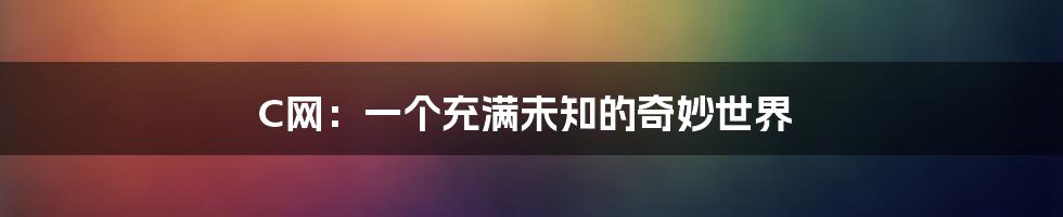 C网:一个充满未知的奇妙世界