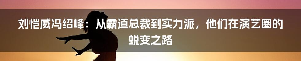 刘恺威冯绍峰:从霸道总裁到实力派,他们在演艺圈的蜕变之路