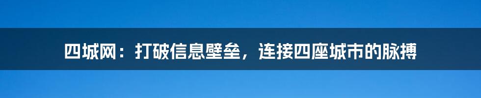 四城网：打破信息壁垒，连接四座城市的脉搏