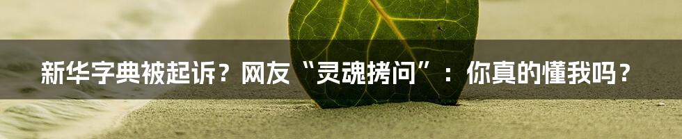新华字典被起诉?网友“灵魂拷问”:你真的懂我吗?