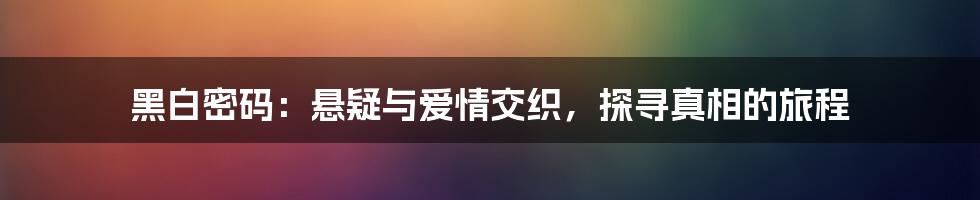 黑白密码：悬疑与爱情交织，探寻真相的旅程