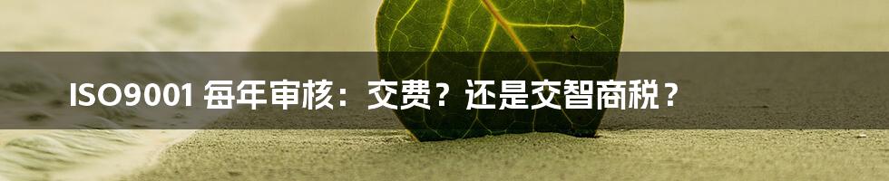 ISO9001 每年审核：交费？还是交智商税？