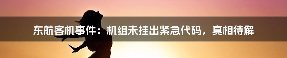 东航客机事件:机组未挂出紧急代码,真相待解
