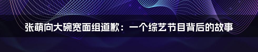 张萌向大碗宽面组道歉:一个综艺节目背后的故事