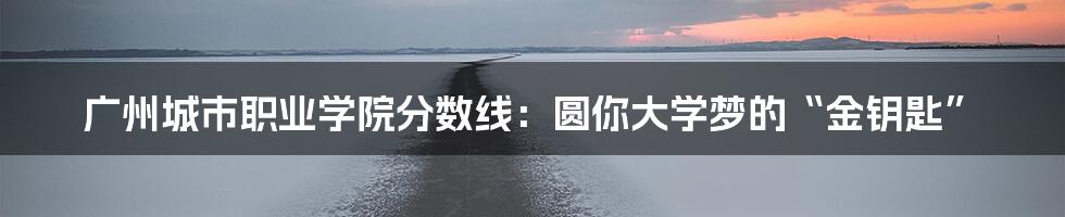 广州城市职业学院分数线:圆你大学梦的“金钥匙”