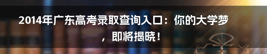 2014年广东高考录取查询入口:你的大学梦,即将揭晓!