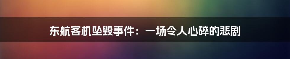 东航客机坠毁事件:一场令人心碎的悲剧