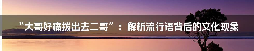 “大哥好痛拨出去二哥”:解析流行语背后的文化现象