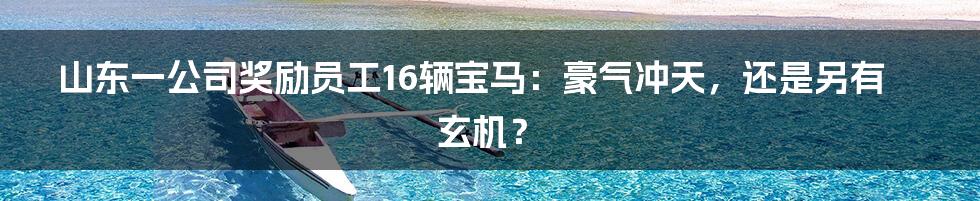 山东一公司奖励员工16辆宝马：豪气冲天，还是另有玄机？