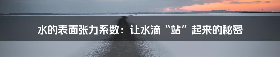 水的表面张力系数:让水滴“站”起来的秘密