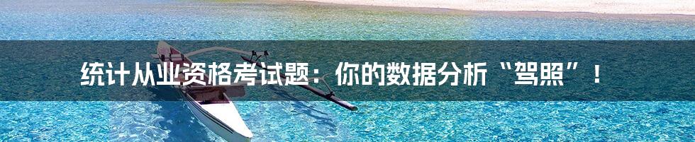 统计从业资格考试题:你的数据分析“驾照”!