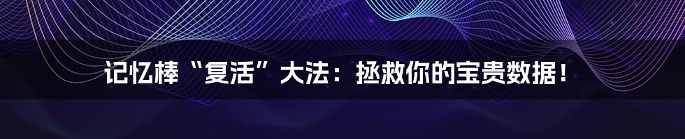 记忆棒“复活”大法:拯救你的宝贵数据!