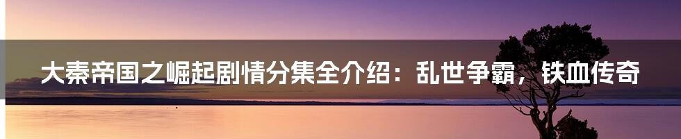 大秦帝国之崛起剧情分集全介绍:乱世争霸,铁血传奇
