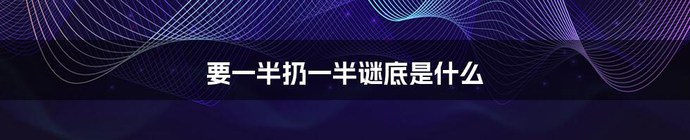 要一半扔一半谜底是什么