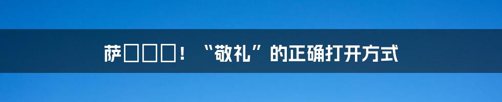 萨лют!“敬礼”的正确打开方式