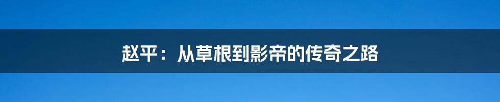 赵平:从草根到影帝的传奇之路