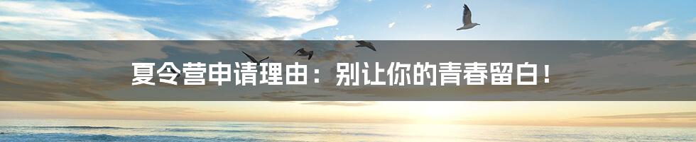 夏令营申请理由:别让你的青春留白!