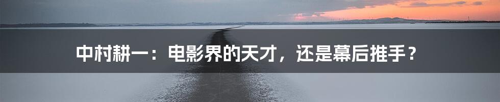 中村耕一:电影界的天才,还是幕后推手?