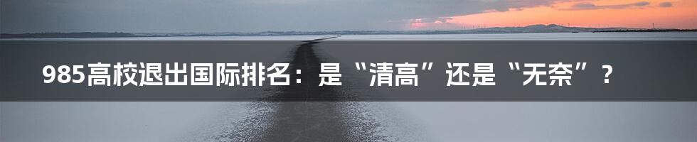 985高校退出国际排名:是“清高”还是“无奈”?