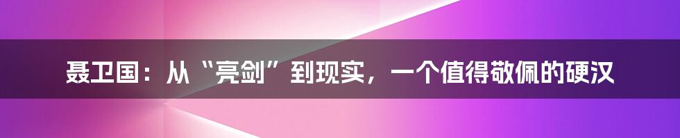聂卫国:从“亮剑”到现实,一个值得敬佩的硬汉