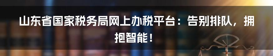 山东省国家税务局网上办税平台:告别排队,拥抱智能!