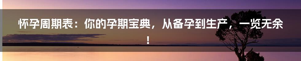 怀孕周期表：你的孕期宝典，从备孕到生产，一览无余！