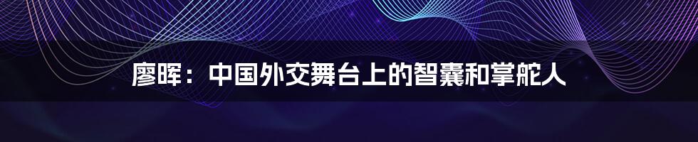 廖晖:中国外交舞台上的智囊和掌舵人
