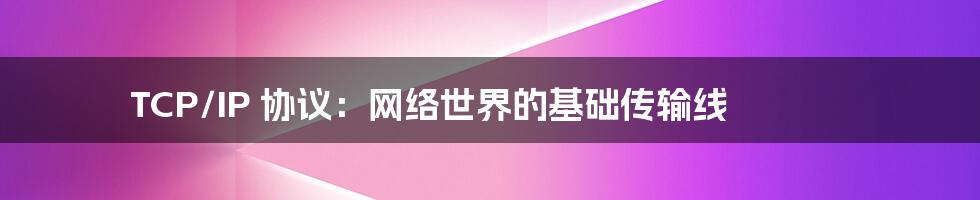TCP/IP 协议:网络世界的基础传输线