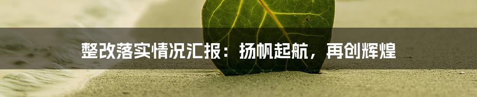 整改落实情况汇报:扬帆起航,再创辉煌