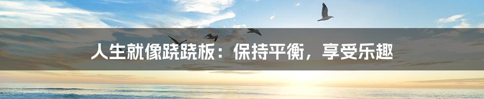 人生就像跷跷板：保持平衡，享受乐趣