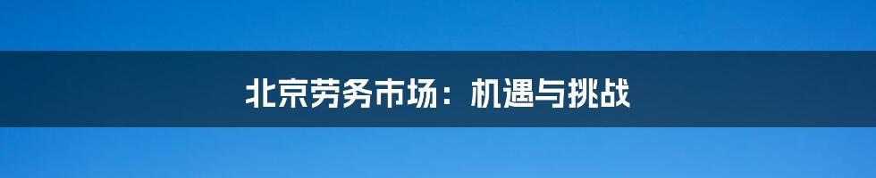 北京劳务市场:机遇与挑战