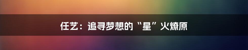 任艺:追寻梦想的“星”火燎原