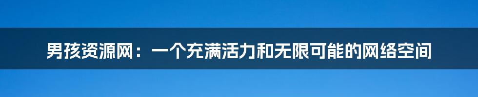 男孩资源网:一个充满活力和无限可能的网络空间
