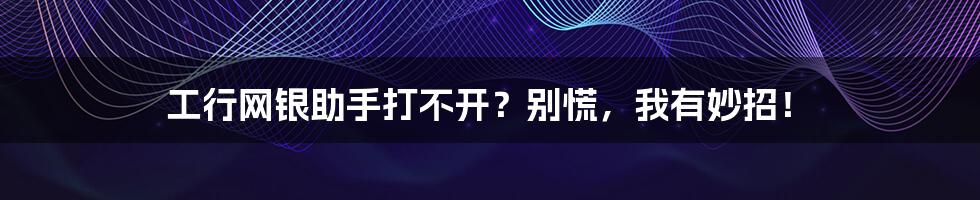 工行网银助手打不开?别慌,我有妙招!