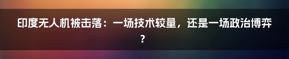 印度无人机被击落:一场技术较量,还是一场政治博弈?
