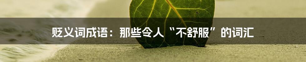 贬义词成语:那些令人“不舒服”的词汇