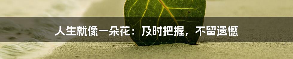 人生就像一朵花:及时把握,不留遗憾