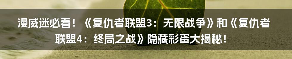 漫威迷必看!《复仇者联盟3:无限战争》和《复仇者联盟4:终局之战》隐藏彩蛋大揭秘!