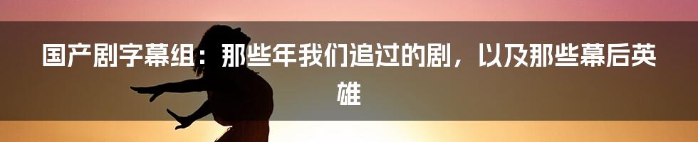 国产剧字幕组：那些年我们追过的剧，以及那些幕后英雄